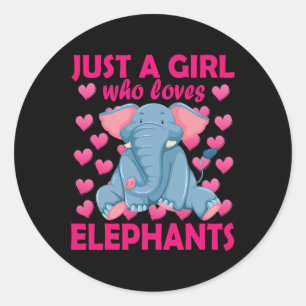 Ein Mädchen, das Elefanten Liebe Zoo Elephant Cons Runder Aufkleber
