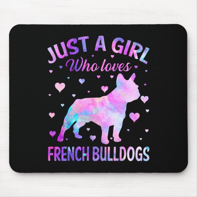 Ein Mädchen, das französische Bulldogs Dog Puppy L Mousepad (Vorne)