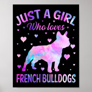 Ein Mädchen, das französische Bulldogs Dog Puppy L Poster