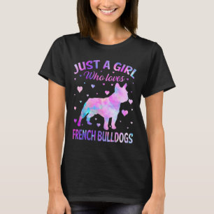 Ein Mädchen, das französische Bulldogs Dog Puppy L T-Shirt