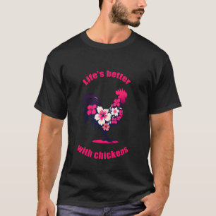 Ein Mädchen, das Hühner Hühner Blumen Farm Fern li T-Shirt
