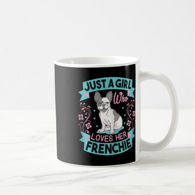 Ein Mädchen, das ihren französischen Bulldoggen Li Kaffeetasse (Rechts)