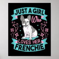 Ein Mädchen, das ihren französischen Bulldoggen Li
