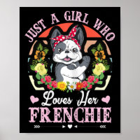 Ein Mädchen, das ihren französischen Bulldoggen Li