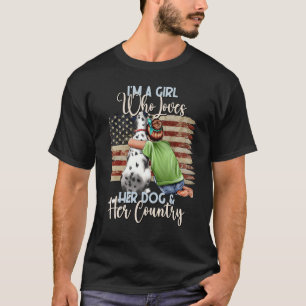 Ein Mädchen, das ihren Hund Liebe, und Amerika, de T-Shirt