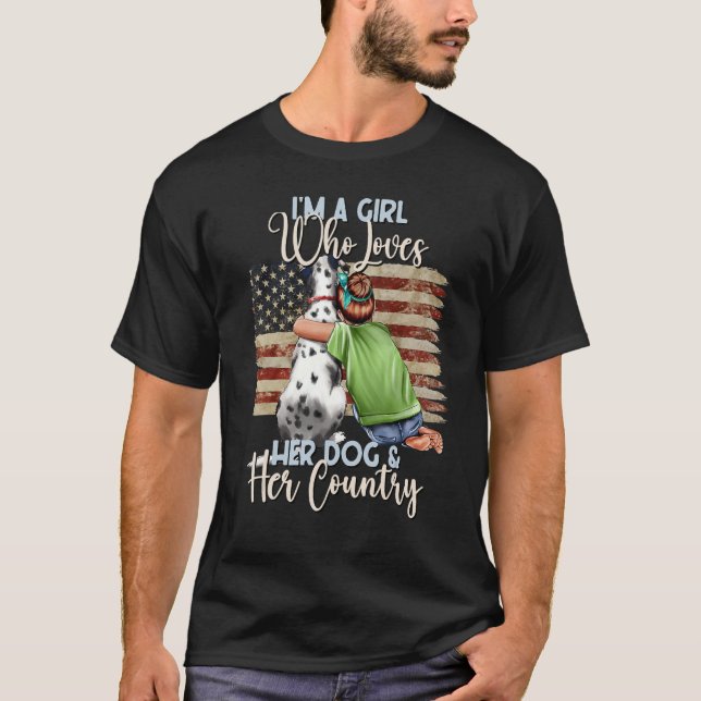 Ein Mädchen, das ihren Hund Liebe, und Amerika, de T-Shirt (Vorderseite)