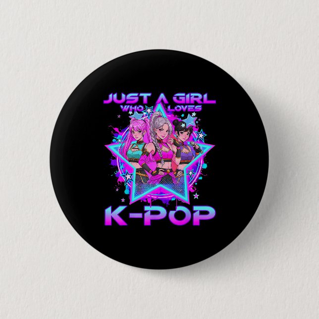 Ein Mädchen, das K-Pop liebt, Kinder Mädchen K-Pop Button (Vorderseite)