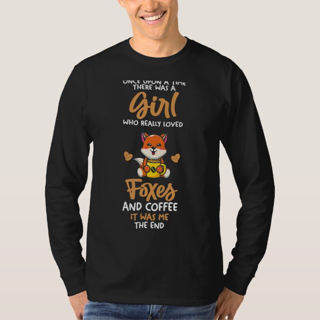 Ein Mädchen, das Kaffee und Füchse Liebe T-Shirt (Vorderseite)
