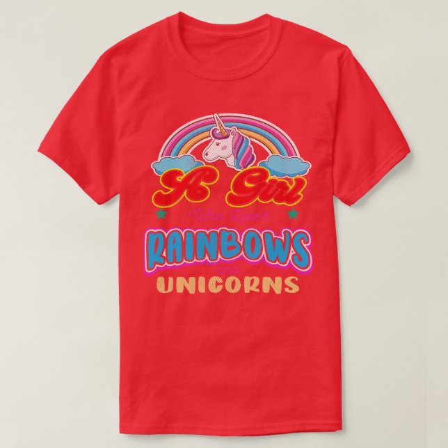Ein Mädchen, das Lieben Rainbows und Einhörner mac T-Shirt (Design vorne)