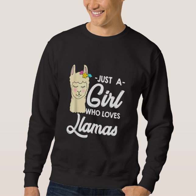 Ein Mädchen, das Llamas Funny Alpacas Liebe Sweatshirt (Vorderseite)