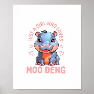 Ein Mädchen, das Moo Deng Hippo Women Kindermädche Poster