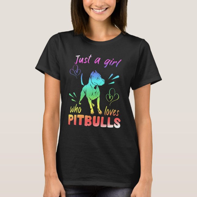 Ein Mädchen, das Pitbulls liebt T-Shirt (Vorderseite)