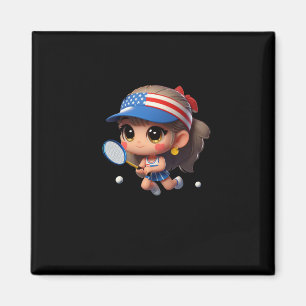 Ein Mädchen, das Tennis spielt. Aufkleber Magnet