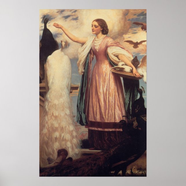 Ein Mädchen Füttre Peacocks Poster (Vorne)