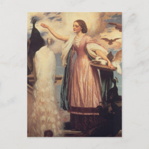 Ein Mädchen Füttre Peacocks Postkarte