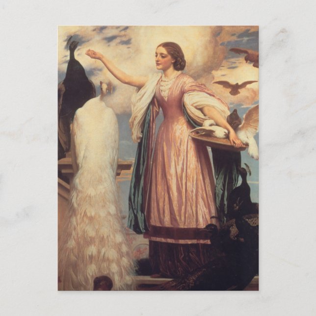 Ein Mädchen Füttre Peacocks Postkarte (Vorderseite)