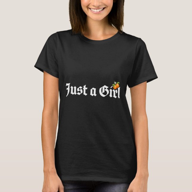 Ein Mädchen Gothic Old Engliext Orange Frucht Graf T-Shirt (Vorderseite)
