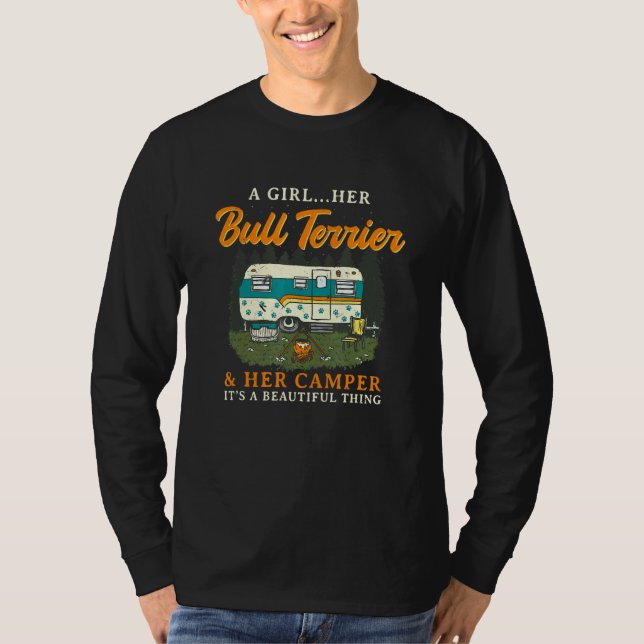 Ein Mädchen ihre Bull Terrier und ihr Camper Bully T-Shirt (Vorderseite)