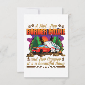 Ein Mädchen ihre Grenzkollie und ihr Camper Hund l Dankeskarte