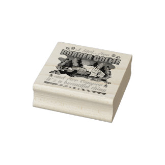 Ein Mädchen ihre Grenzkollie und ihr Camper Hund l Gummistempel