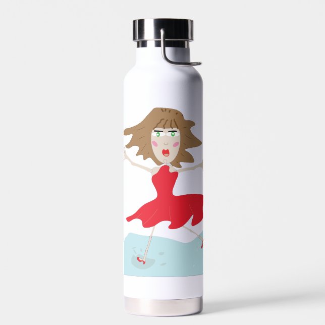 ein Mädchen in einem roten Kleid Flasche glücklich (Links)