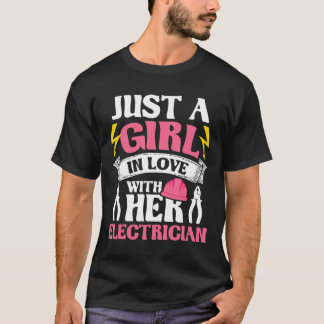 Ein Mädchen in Liebe mit ihrem Elektro-Draht T-Shirt