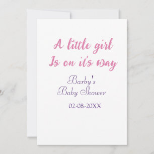 Ein Mädchen ist auf dem Weg Baby Shower Pink Name  Einladung