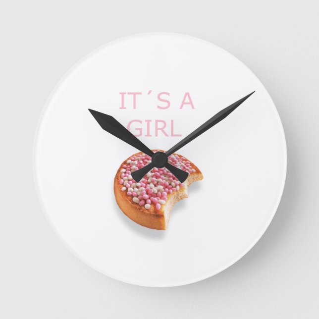 ein Mädchen ist geboren Runde Wanduhr (Vorderseite)