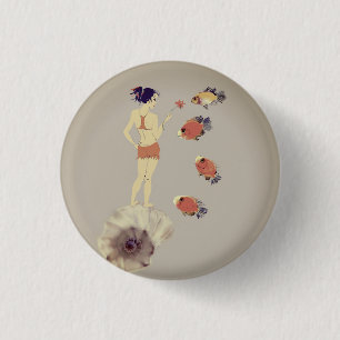 Ein Mädchen mit Blume Button
