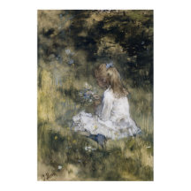 Ein Mädchen mit Blume im Gras (1878)