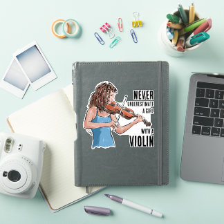 Ein Mädchen mit einem Violin-Aufkleber Aufkleber