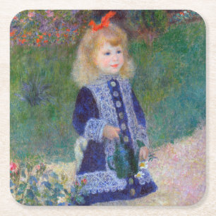 Ein Mädchen mit einer Wasserdose, Renoir Rechteckiger Pappuntersetzer