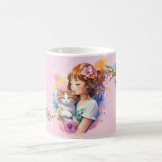 Ein Mädchen mit ihrer Tasse