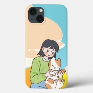 Ein Mädchen mit seiner liebevollen Katze Case-Mate iPhone Hülle