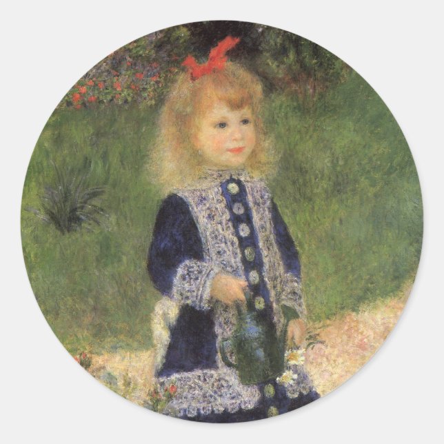 Ein Mädchen mit Wasserkocher von Pierre Renoir Runder Aufkleber (Vorderseite)