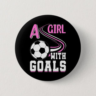 Ein Mädchen mit Zielen I Fußball Button