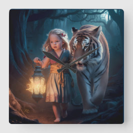 Ein Mädchen und ein Tiger Uhr