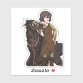 Ein Mädchen und ihr Dinosaurier Aufkleber