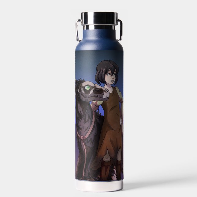 Ein Mädchen und ihr Dinosaurier Trinkflasche (Vorne)