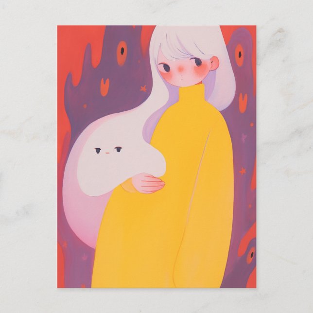 Ein Mädchen und ihr Geist Postkarte (Vorderseite)