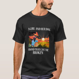 Ein Mädchen und ihr Hund eine Bank, die nicht zerb T-Shirt