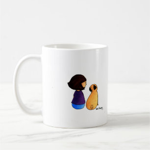 Ein Mädchen und ihr Mops (brünett) Kaffeetasse