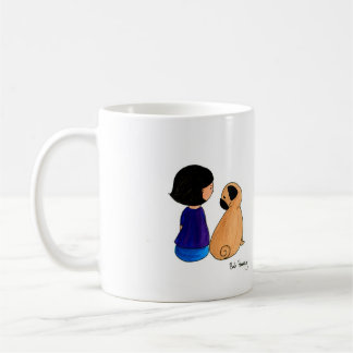 Ein Mädchen und ihr Mops Tasse