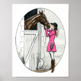 Ein Mädchen und ihr Pferd rosa Coat Poster