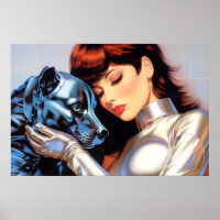 Ein Mädchen und ihr Roboter Hund Airbrush-Kunst