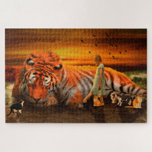 Ein Mädchen und ihre Haustiere Puzzle