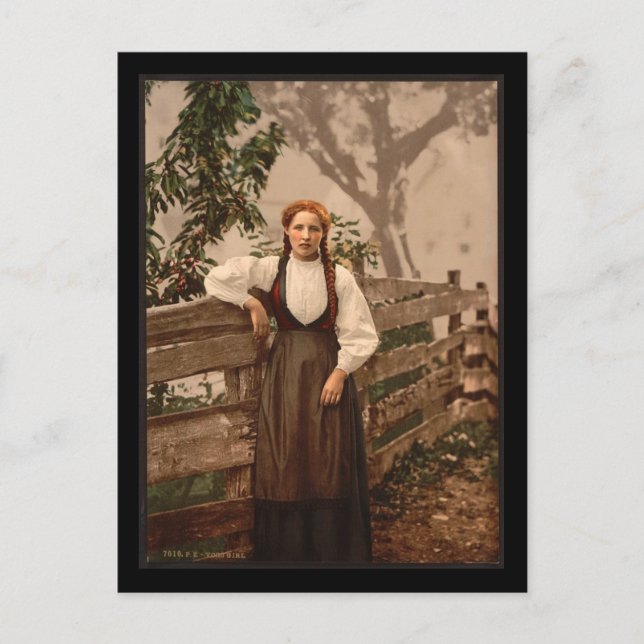 Ein Mädchen von Voss, Hardanger Fjord, Norwegen Postkarte (Vorderseite)