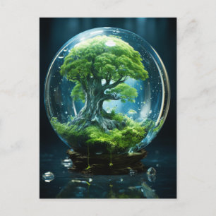 Ein magischer Baum unter einem Glasdom Postkarte