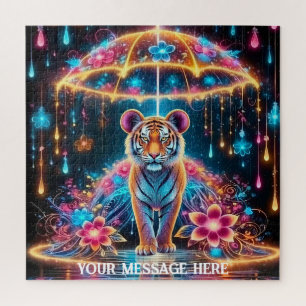 Ein magischer Fantasy-Tiger unter einem Regenschir Puzzle
