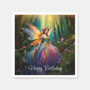 Ein magischer Feen-Zauberwald Froher Geburtstag Serviette